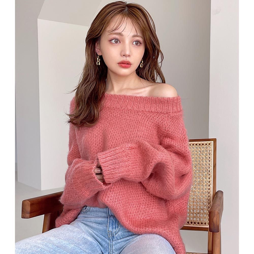 GRL Mohair Touch Mock Neck Knit Top